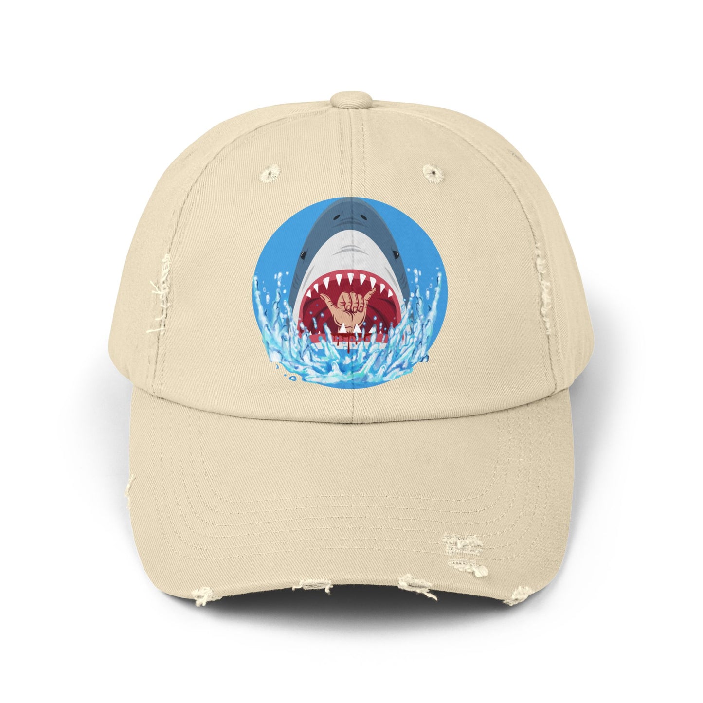 Surfin' Shark Unisex Distressed Cap