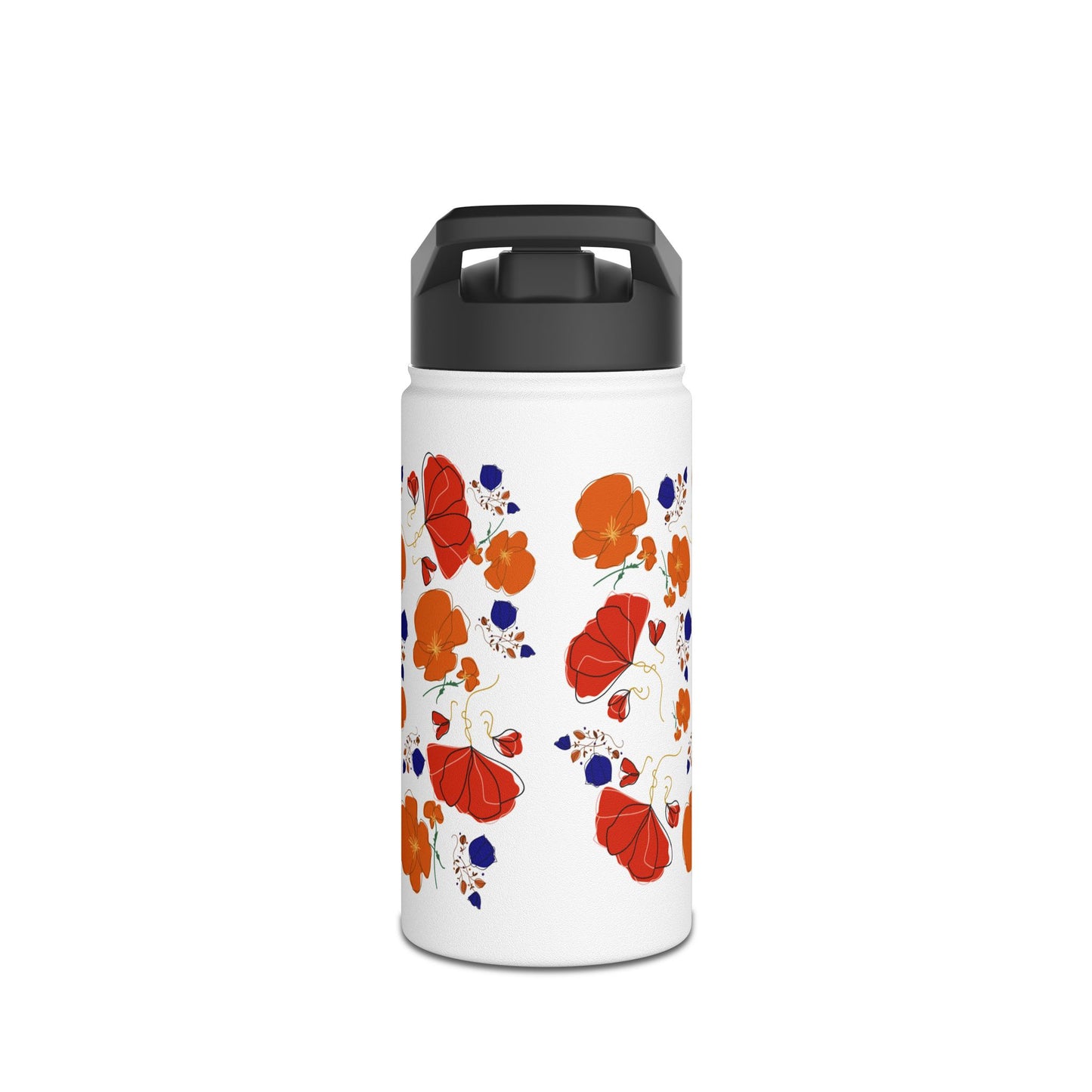 Poppy Bouquet Stainless Steel Water Bottle, Standard Lid