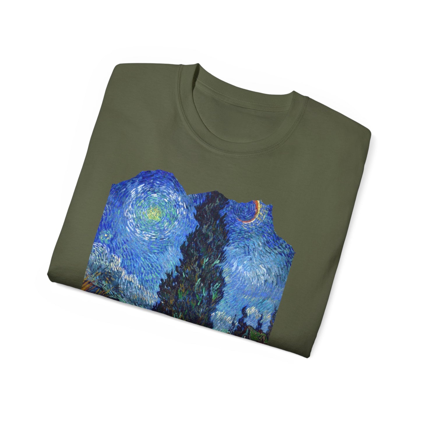 Camiseta de algodón ultradelgada de Vincent Van Gogh, Road with Cypresses and Star 1890 EU