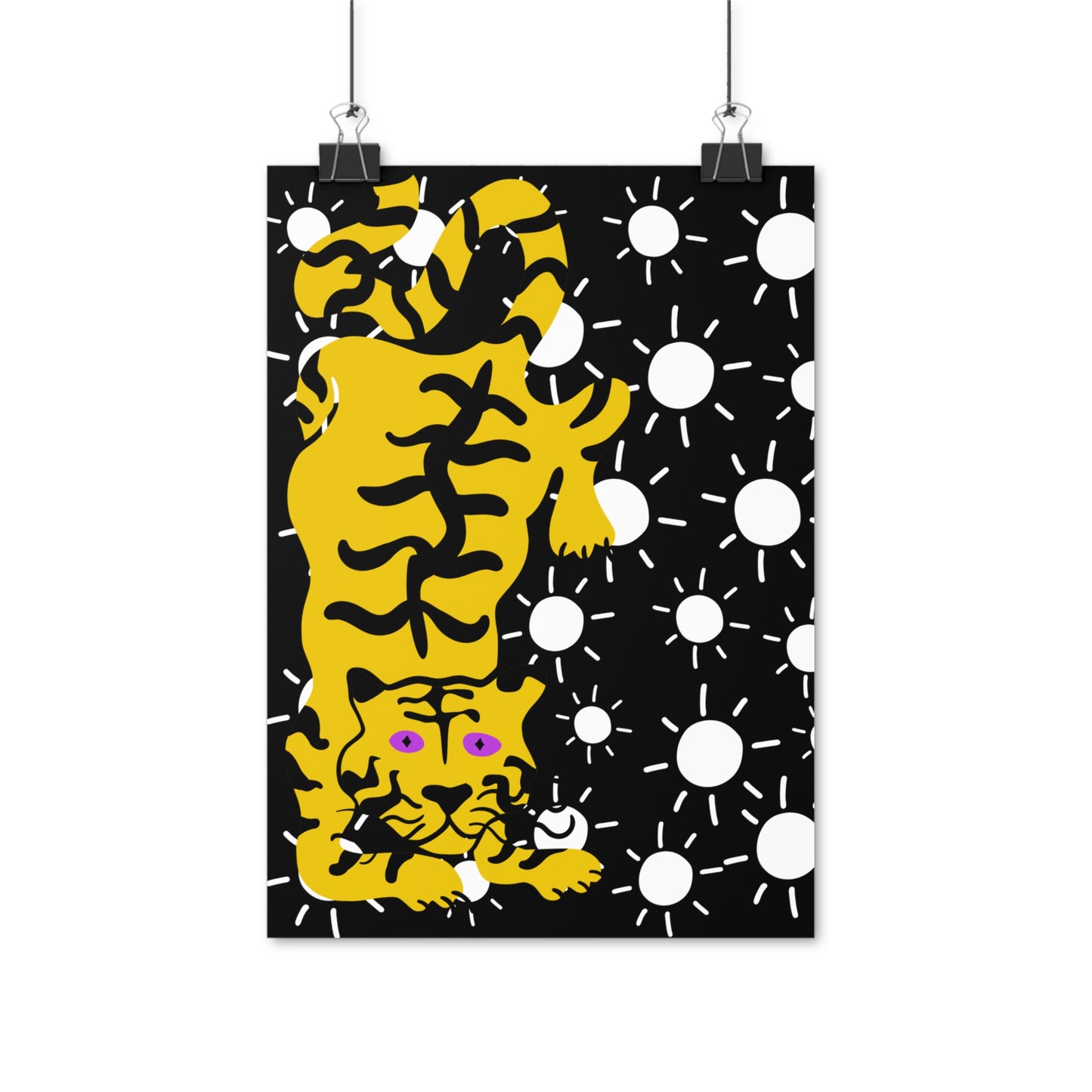 Tiger with White Stars Illustration Vertical Poster EU