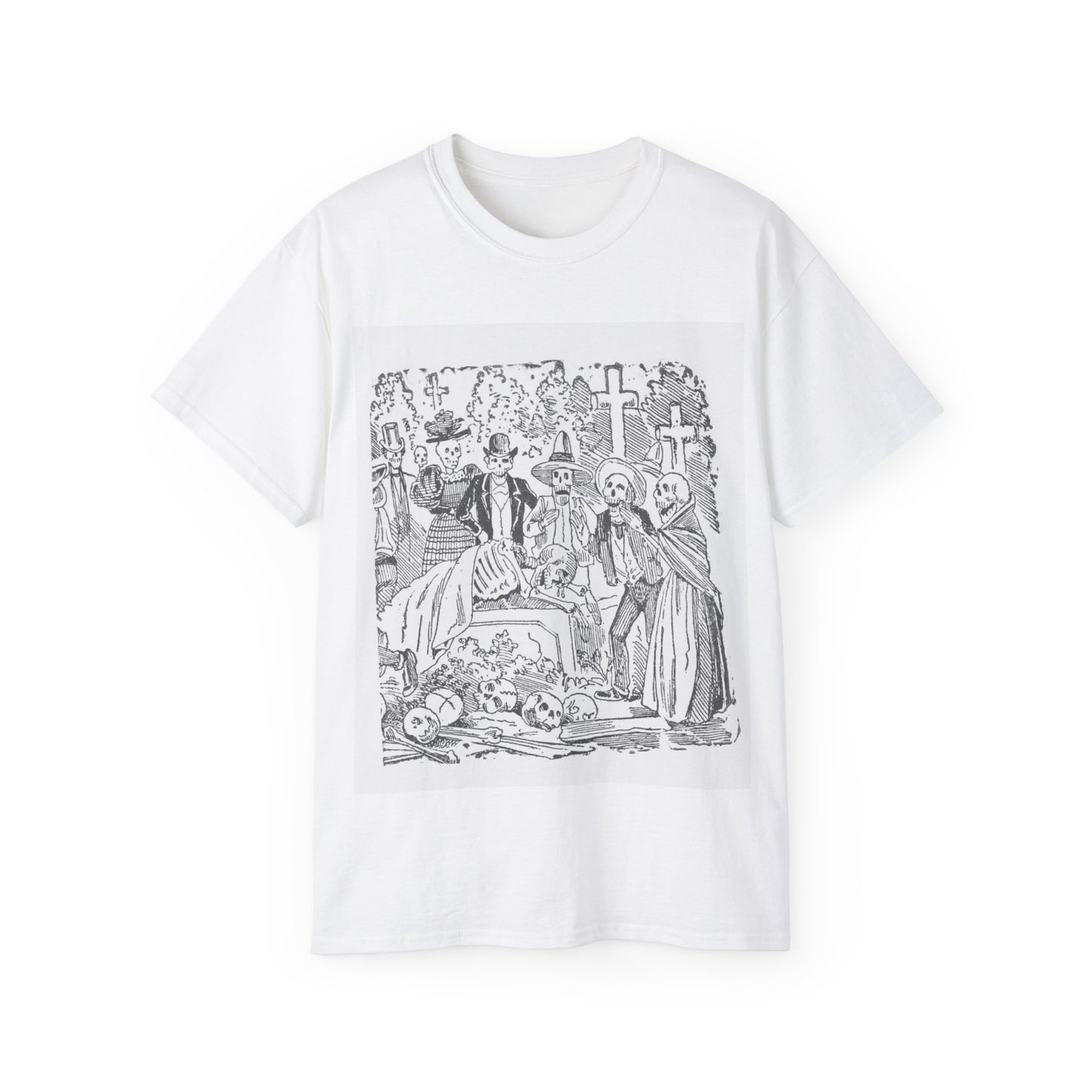 José Guadalupe Posada A Skeleton with a Sheet Crying in a Cemetery 1880-1910 Unisex Ultra Cotton Tee