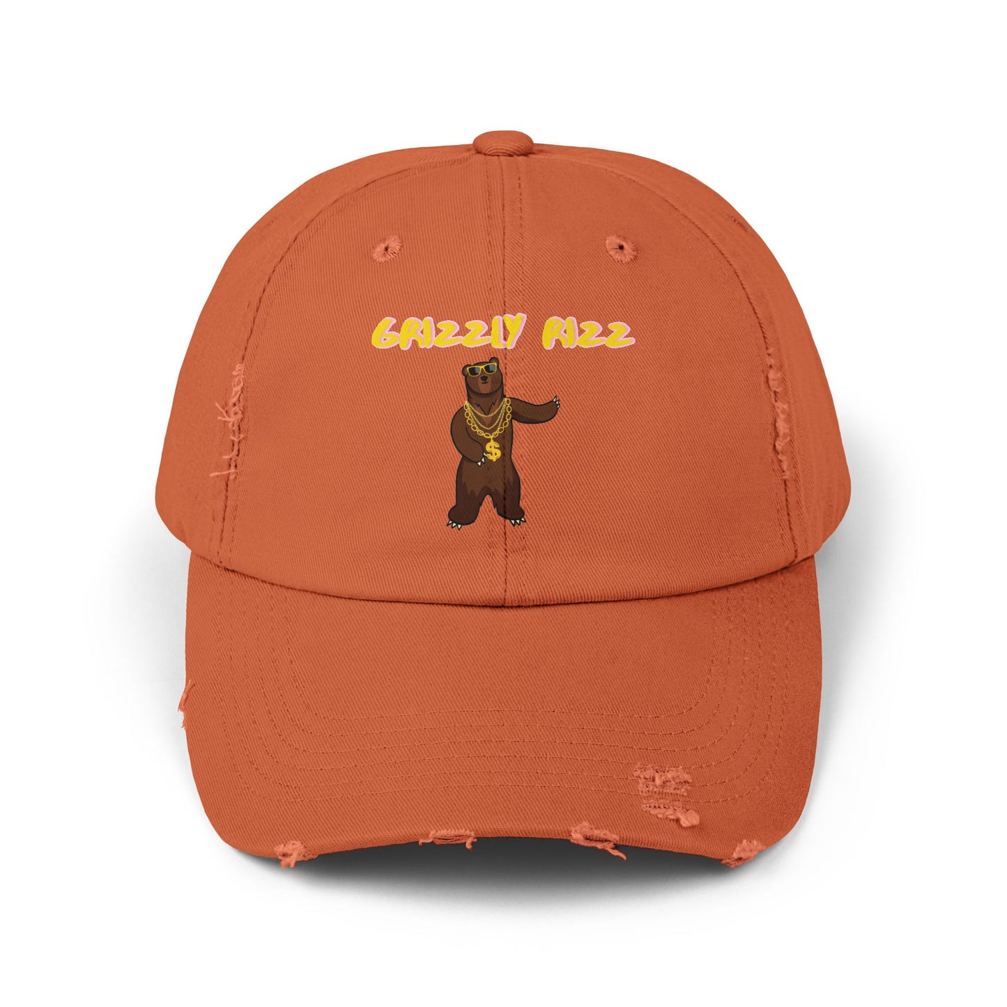 Grizzly Rizz Bear Unisex Distressed Cap