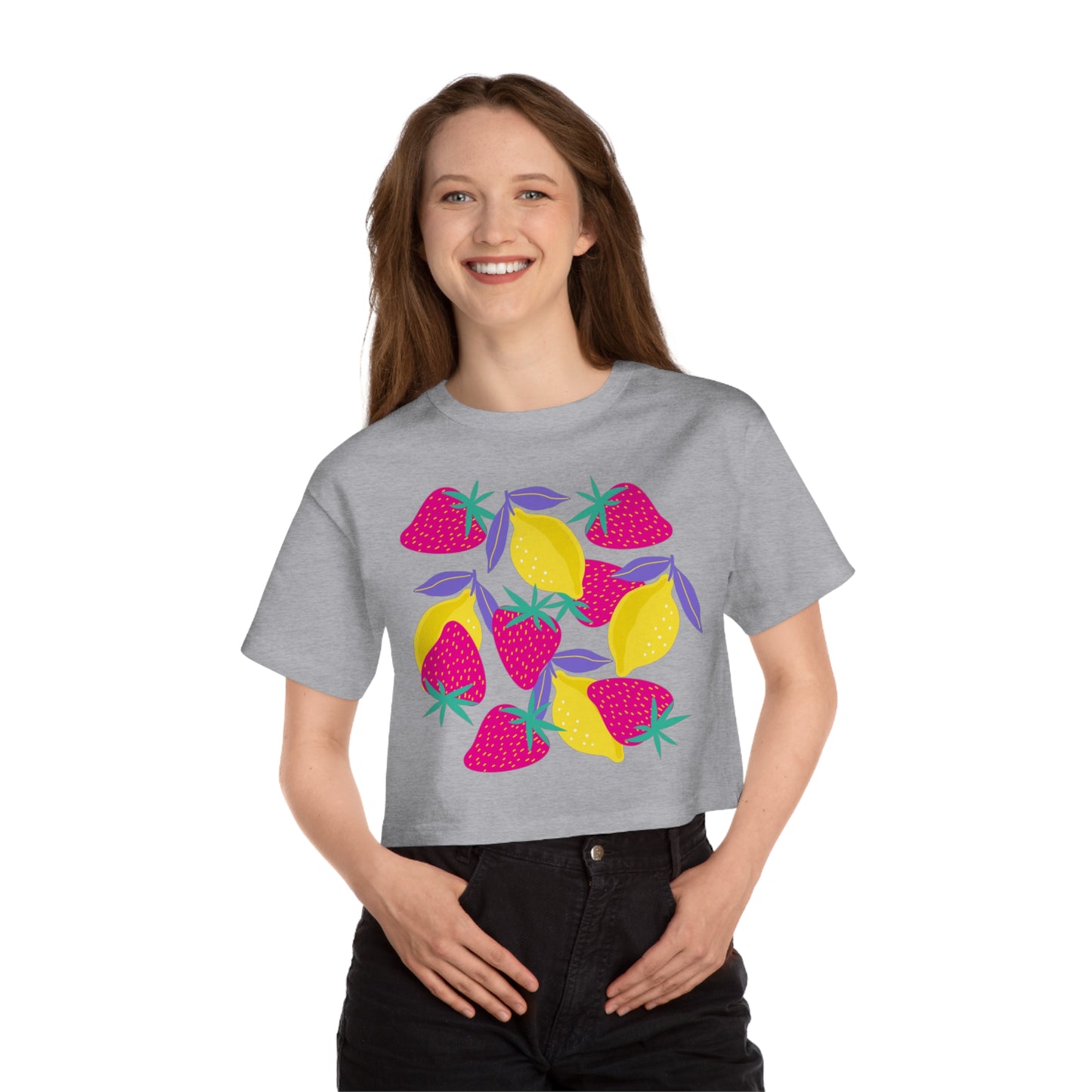 Lemons & Strawberries Champion Women's Heritage Cropped T-Shirt