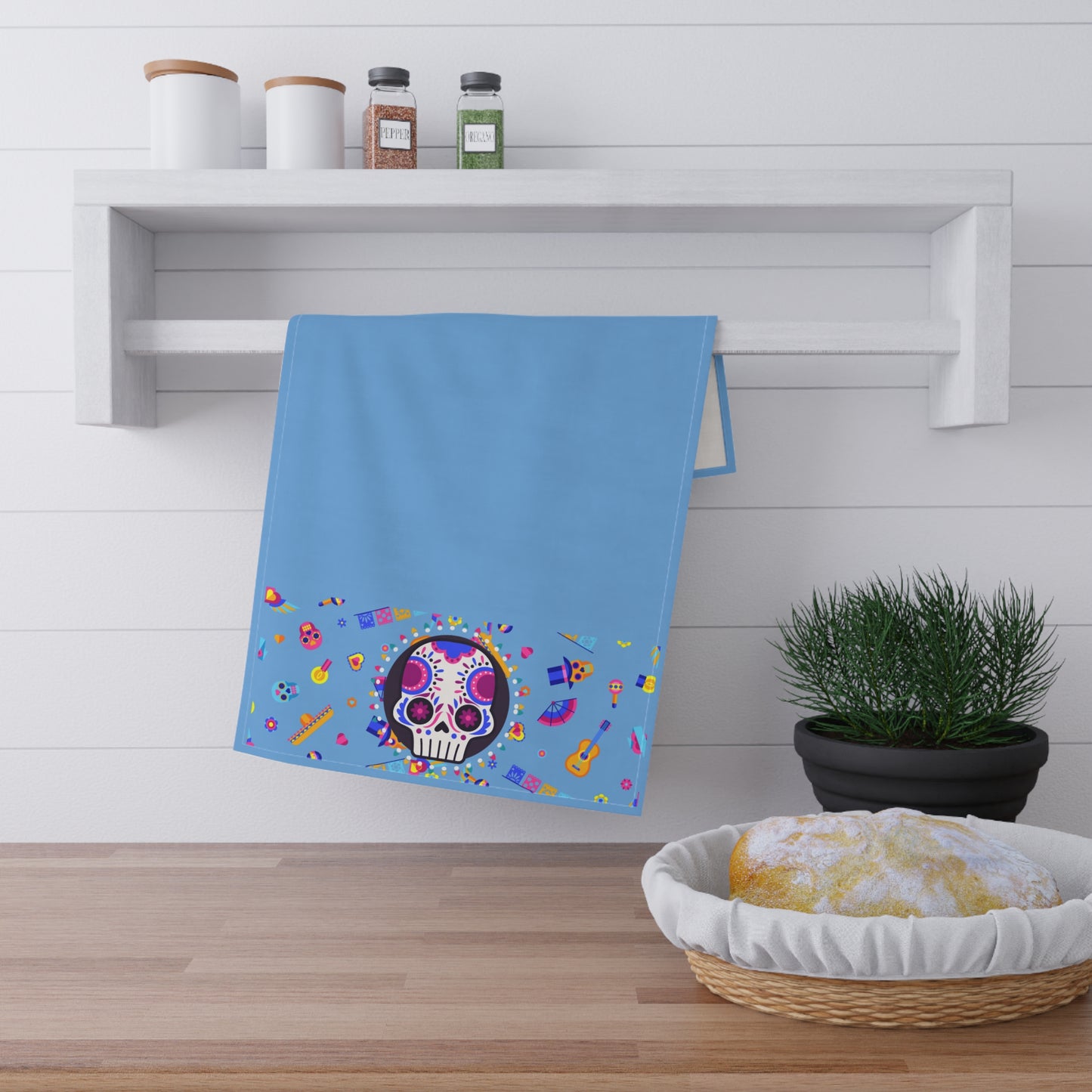 Candy Skull Blue Towels cotton