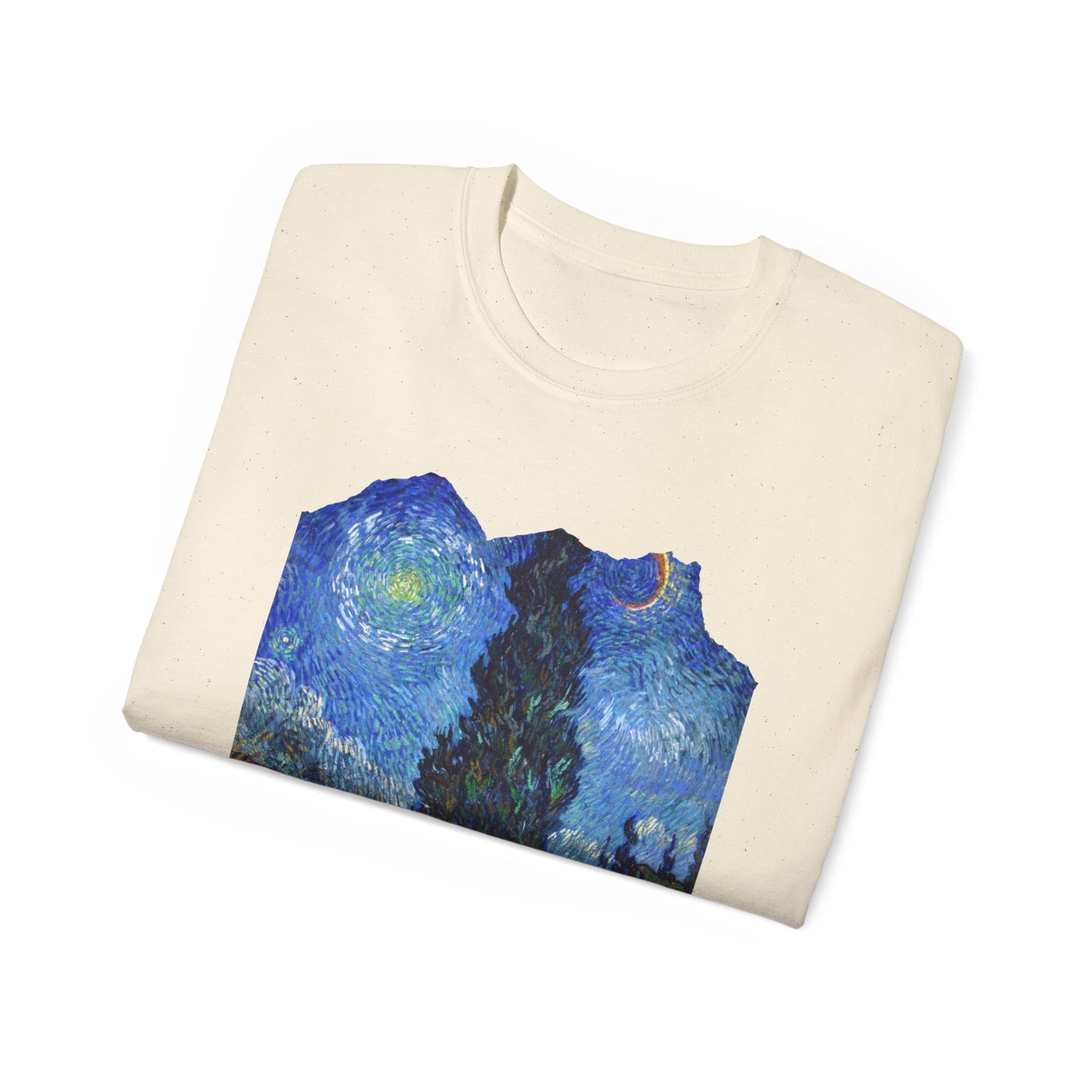 Ripped Vincent Van Gogh, Road with Cypresses and Star  1890 Ultra Cotton Tee