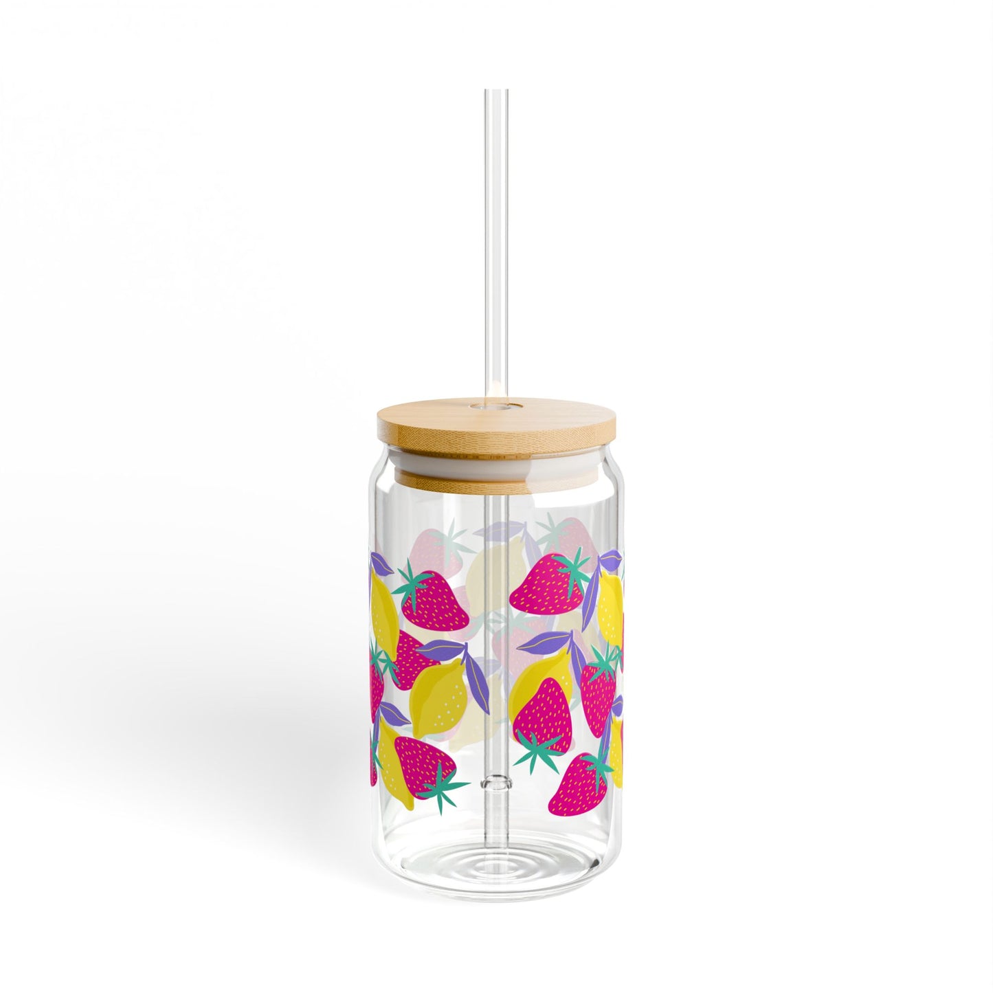 Vaso para beber con limones y fresas, 16 oz