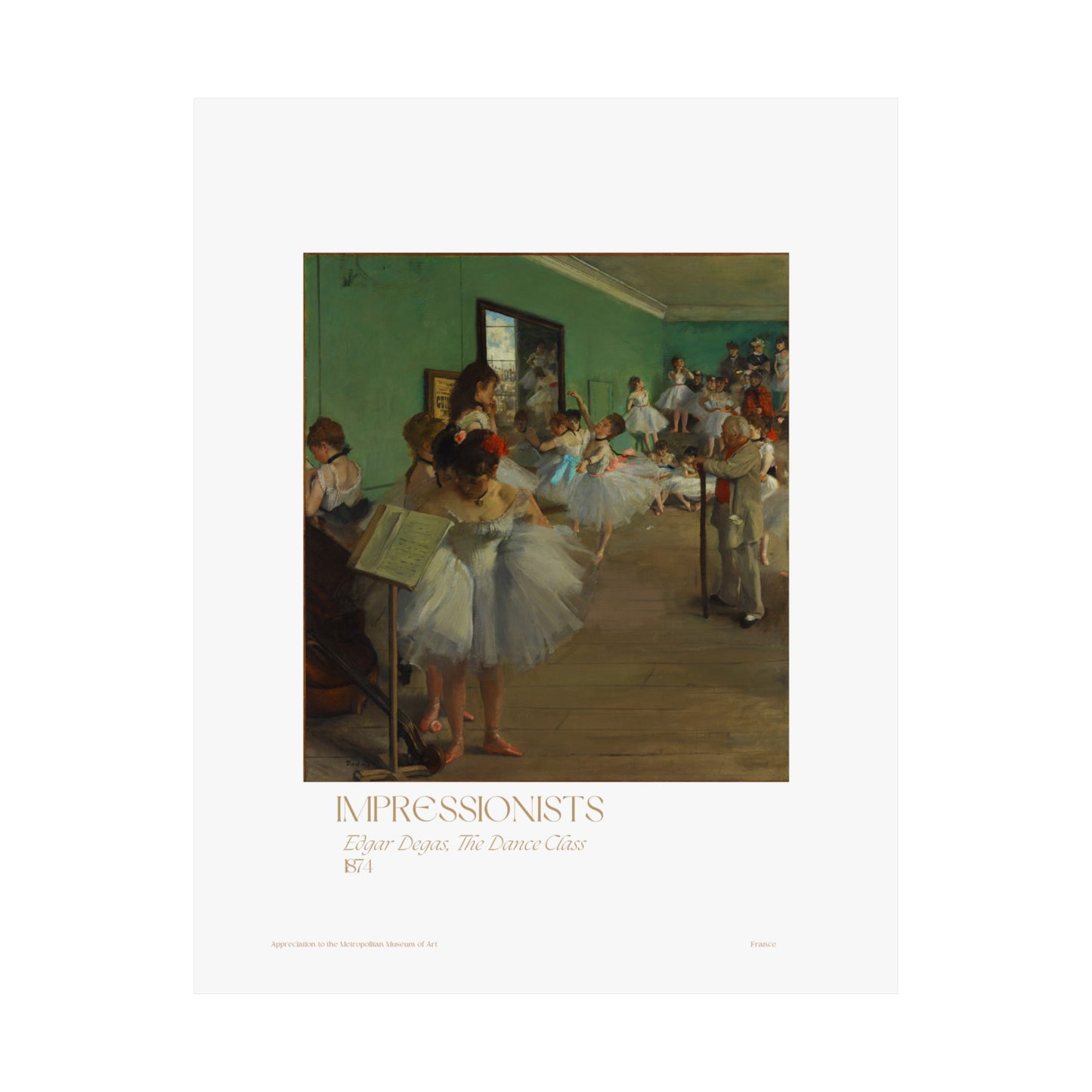 Edgar Degas, The Dance Class 1874 Vertical Poster