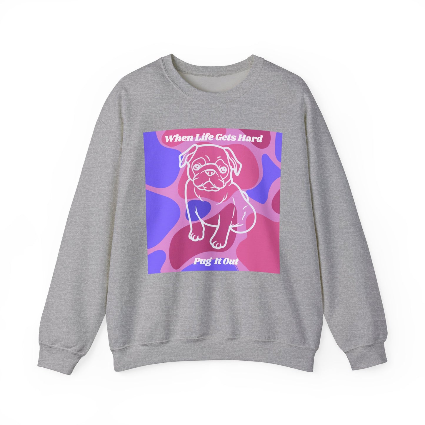 Sudadera unisex con cuello redondo y mezcla pesada de Pug encantadora 