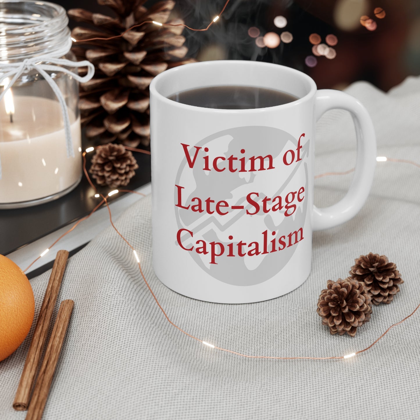 Taza de 11 oz sobre capitalismo en etapa tardía 