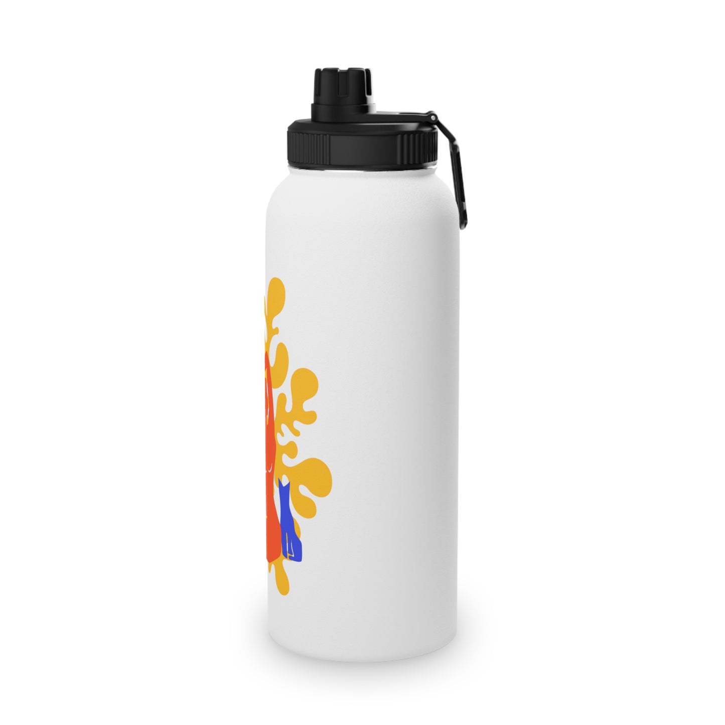 Woman, Cat, and Plant Steel Water Bottle, Standard Lid EU