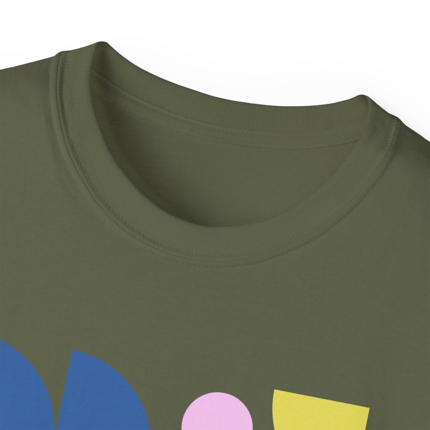 Camiseta de algodón ultra suave con ilustración de formas en colores pastel de la UE