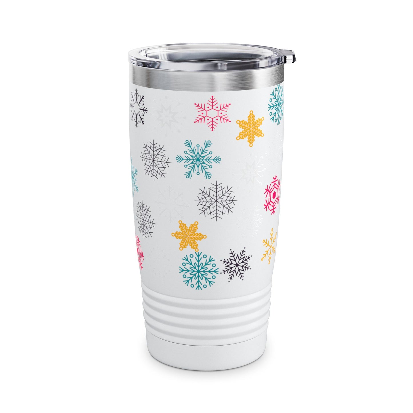 Vaso de cuello redondo con diseño de arcoíris Let it Snow, 20 oz