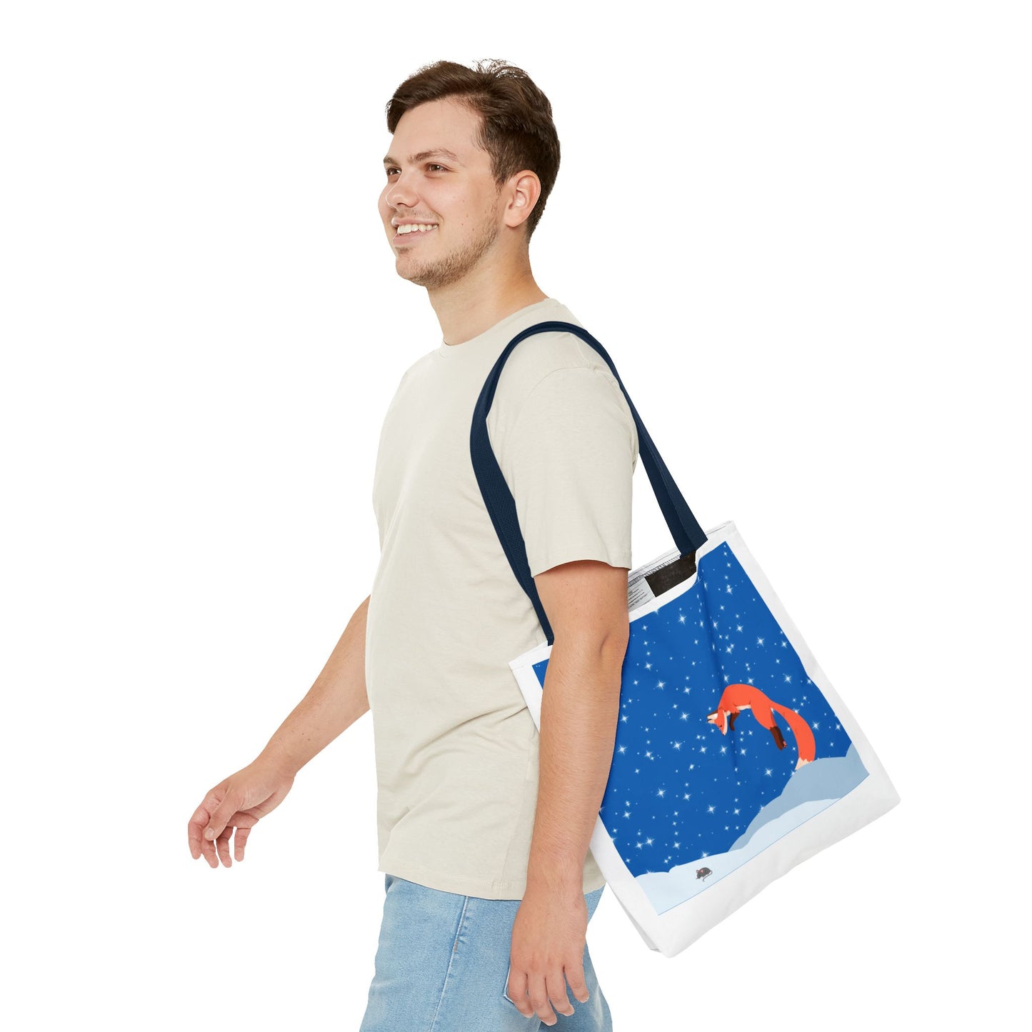 Snow Jumping Fox Tote Bag