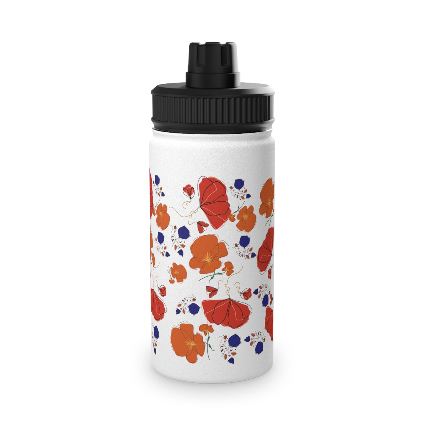 Poppies Steel Water Bottle, Standard Lid EU