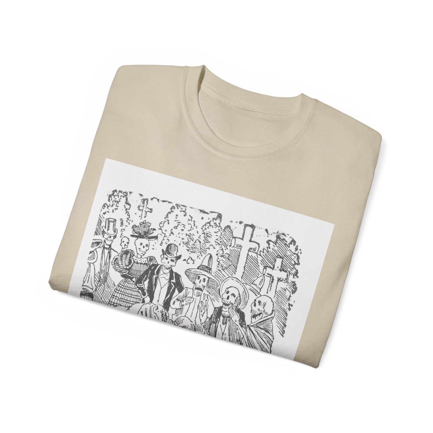 José Guadalupe Posada A Skeleton with a Sheet Crying in a Cemetery 1880-1910 Unisex Ultra Cotton Tee