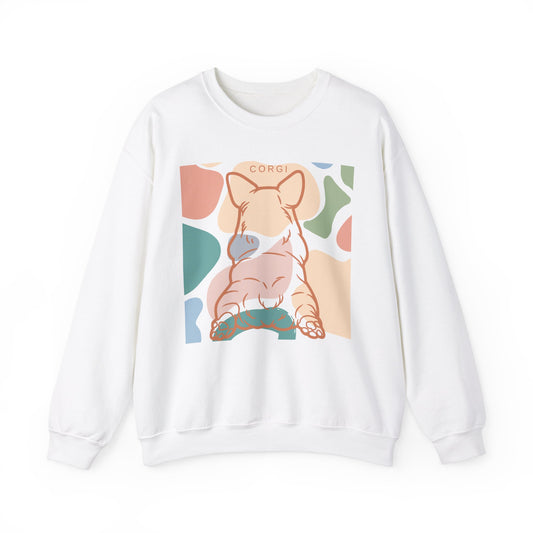 Sudadera unisex con cuello redondo y mezcla pesada con adorable corgi Rump 