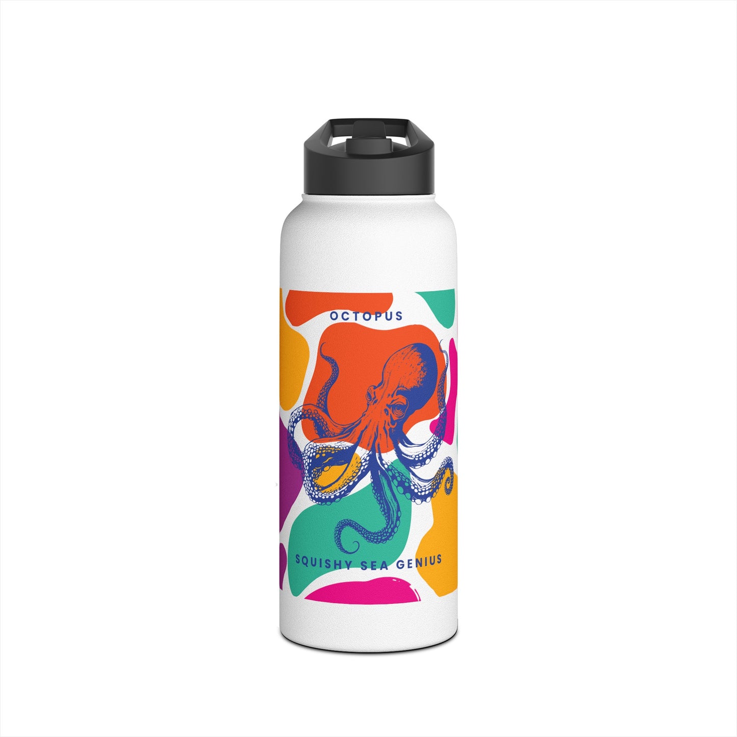 Squishy Sea Genius Octopus Stainless Steel Water Bottle, Standard Lid