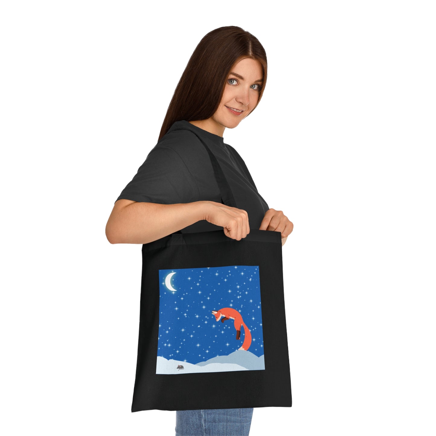 Snow Jumping Fox Tote Bag EU