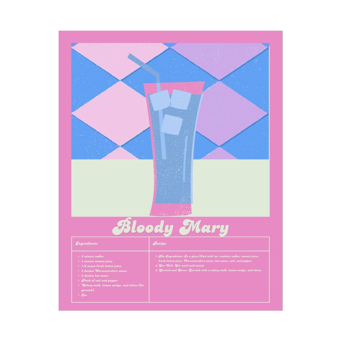 Bloody Mary Illustration Vertical Poster SMALL EU