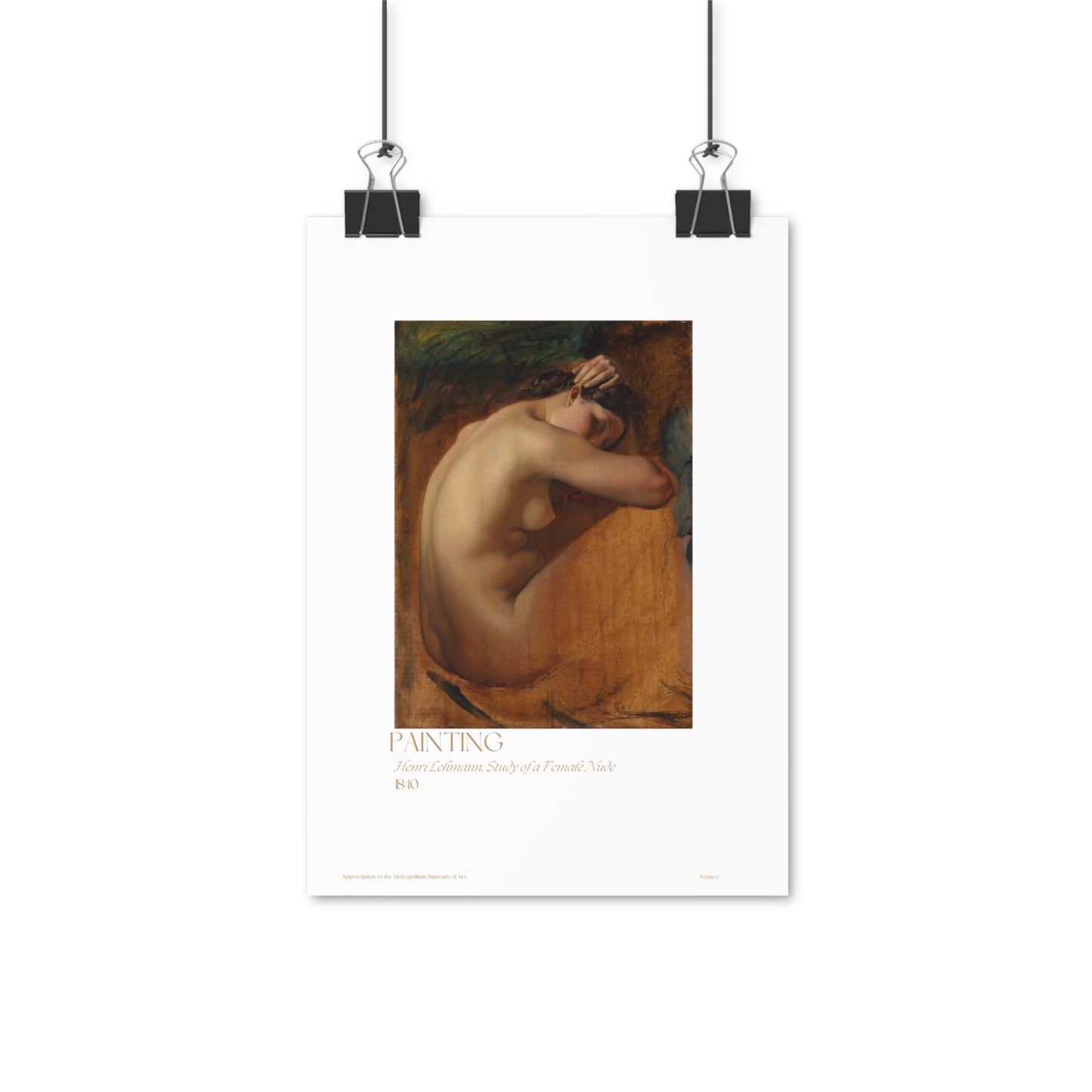 Henri Lehmann, Study of a Female Nude 1840 Vertical Posters EU