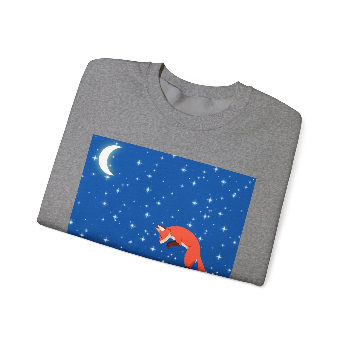 Sudadera unisex de mezcla pesada con cuello redondo Snow Jumping Fox