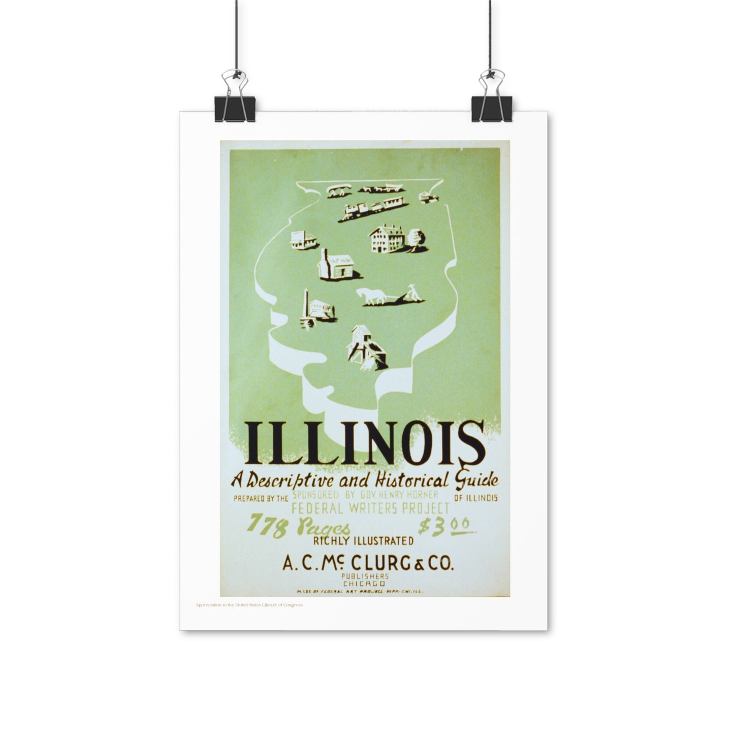 Illinois a Guide Illustration Vertical Poster EU