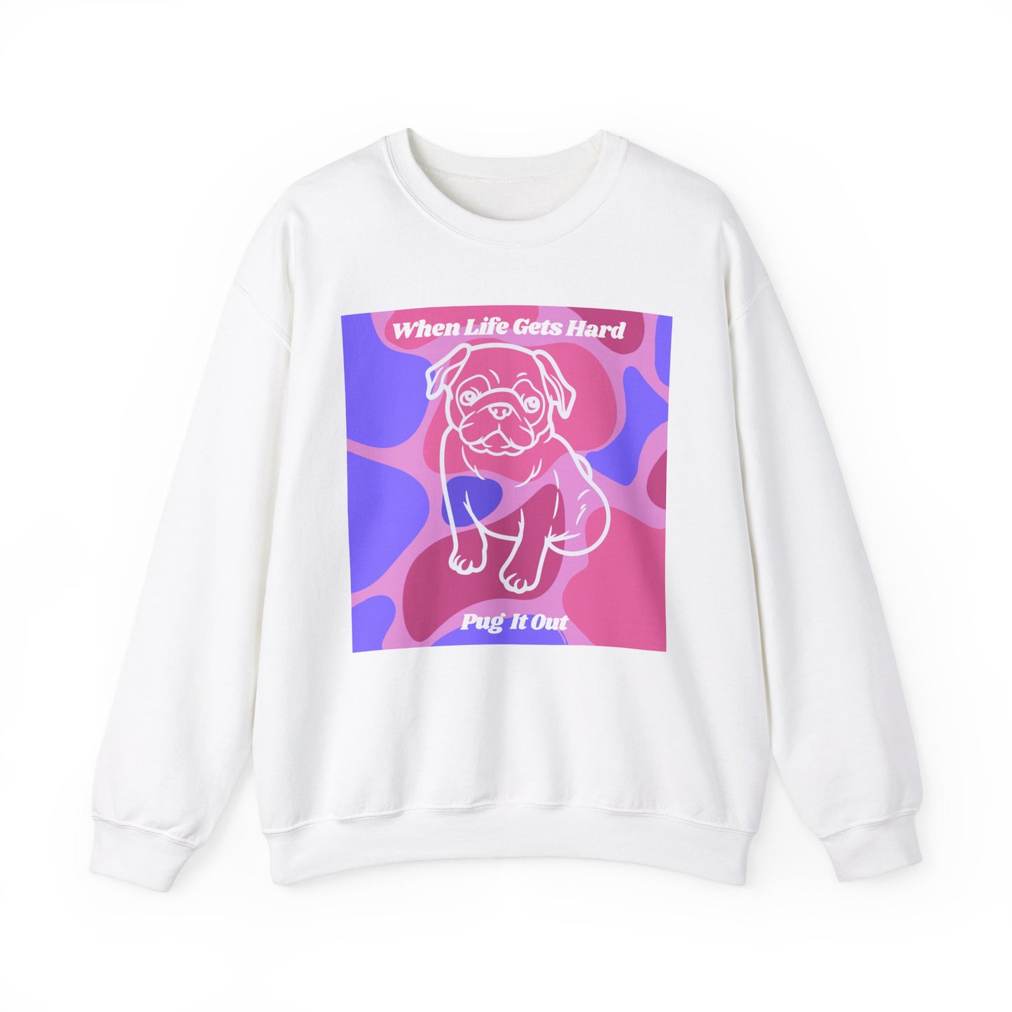 Sudadera unisex con cuello redondo y mezcla pesada de Pug encantadora 