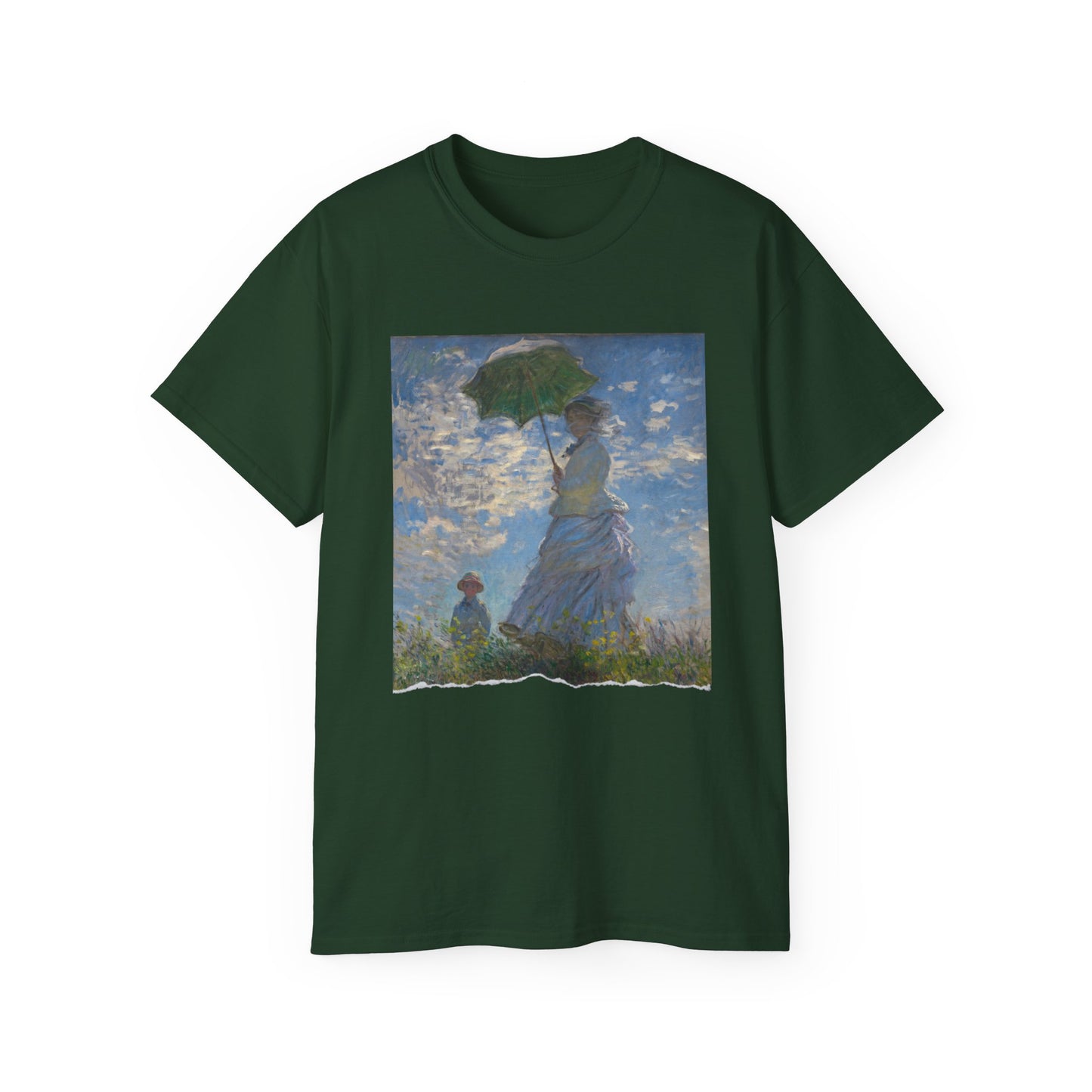 Camiseta de algodón ultrafino de la UE con el motivo Madame Monet y su hijo o El paseo de Claude Monet, 1875