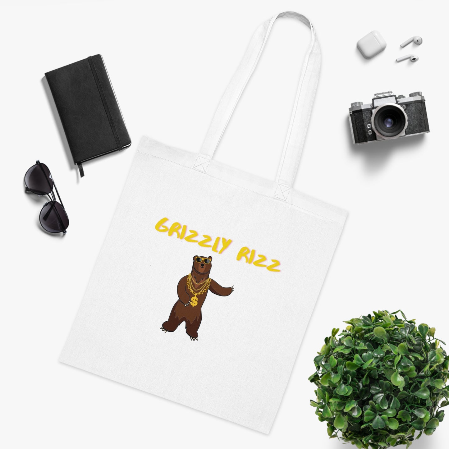 Grizzly Rizz Bear Tote Bag EU