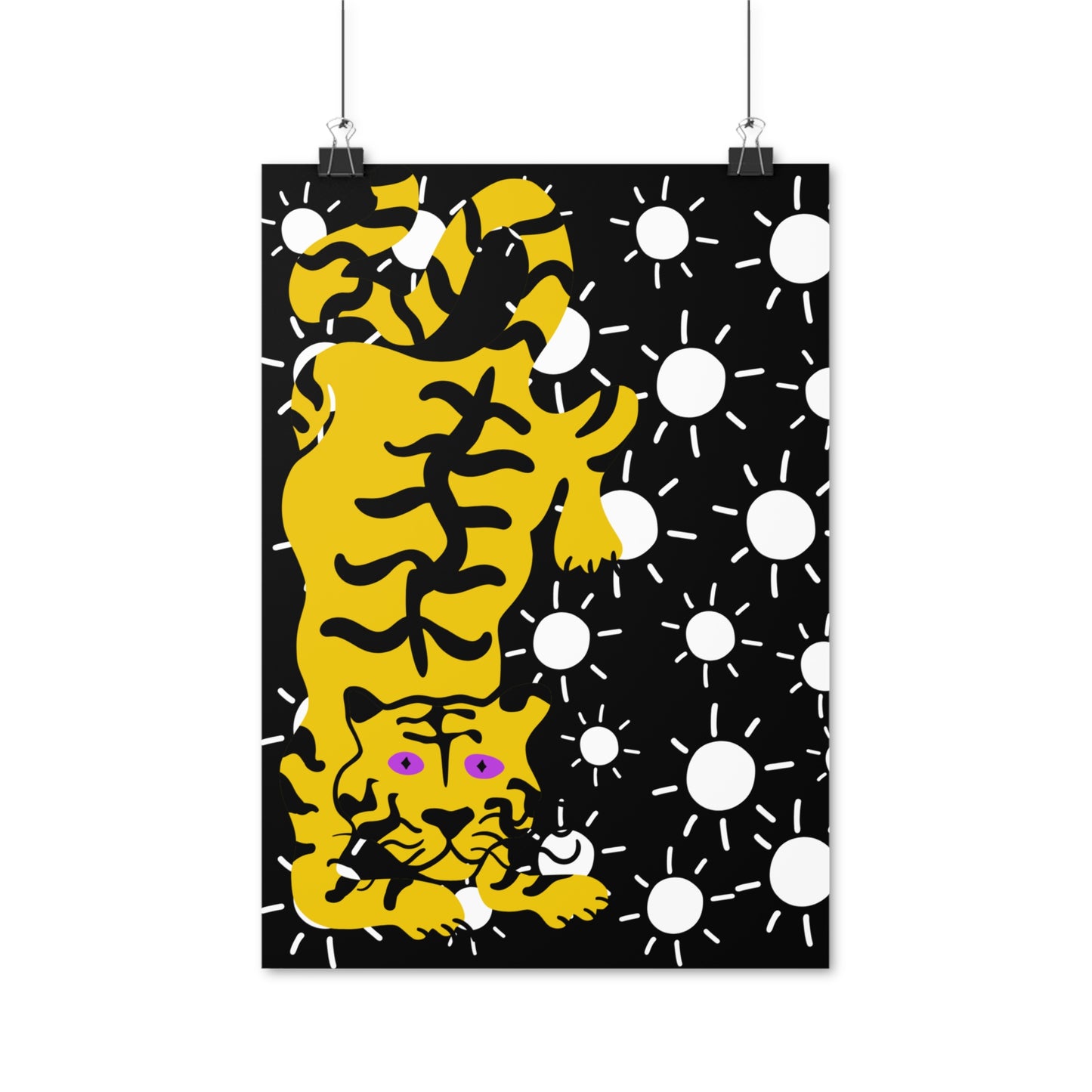 Tiger with White Stars Illustration Vertical Poster EU