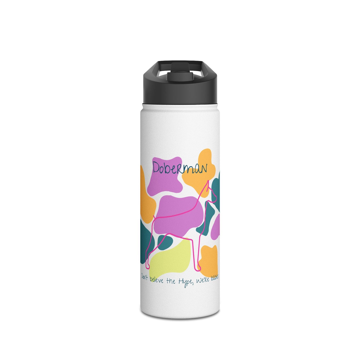 Doberman Stainless Steel Water Bottle, Standard Lid