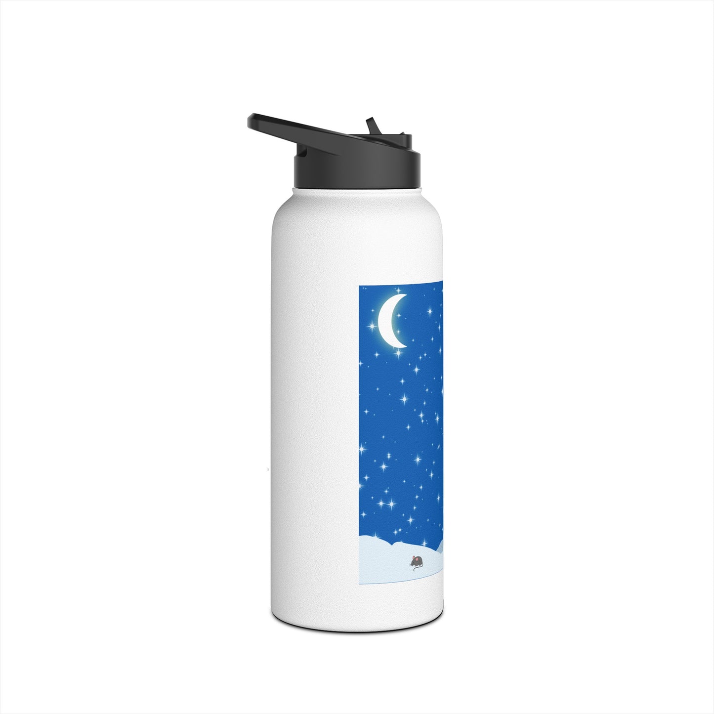 Snow Jumping Fox Stainless Steel Water Bottle, Standard Lid