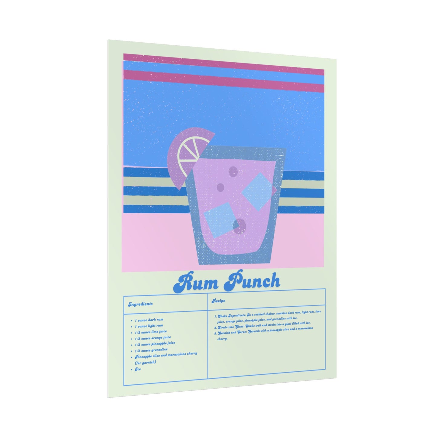 Rum Punch Illustration Vertical Poster SMALL EU