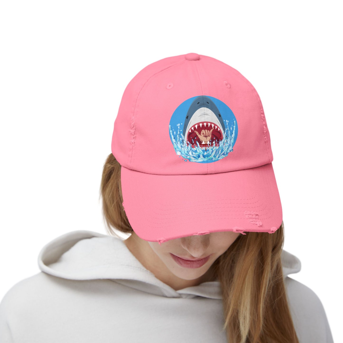 Surfin' Shark Unisex Distressed Cap