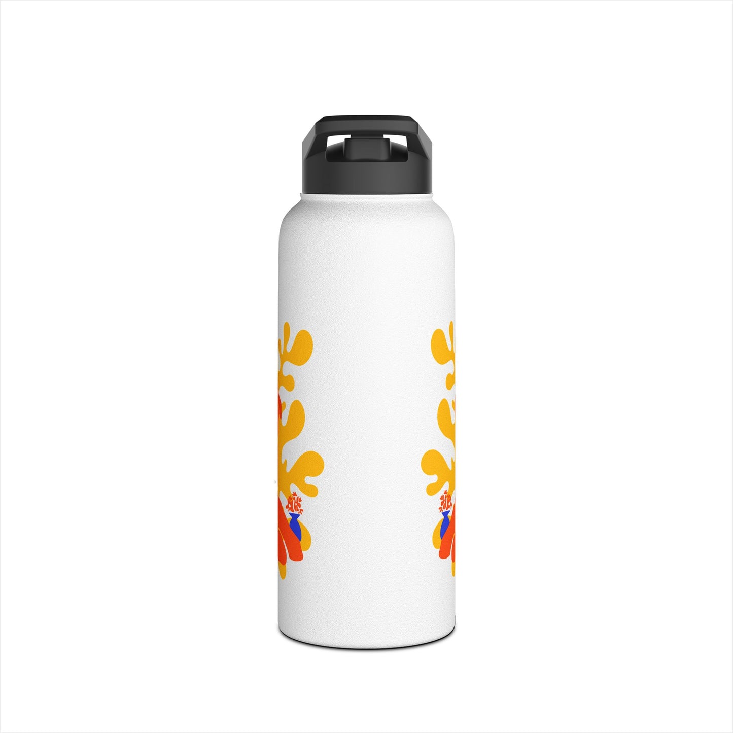 Woman, Plant, and Cat Stainless Steel Water Bottle, Standard Lid