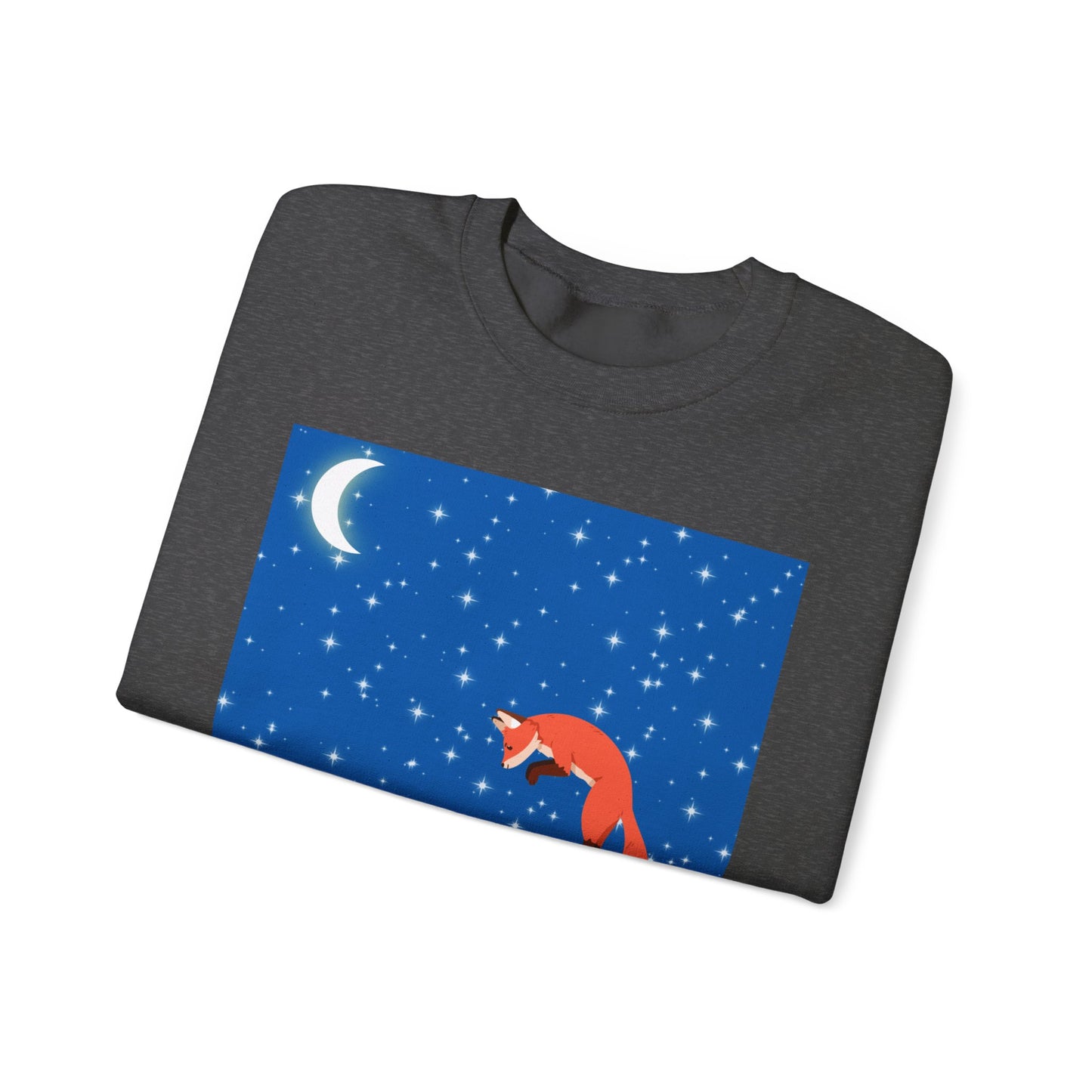 Sudadera unisex de mezcla pesada con cuello redondo Snow Jumping Fox