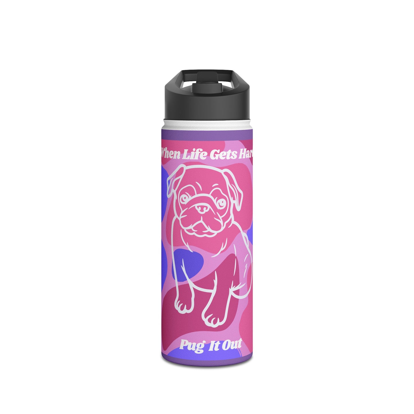 Charming Pug Stainless Steel Water Bottle, Standard Lid