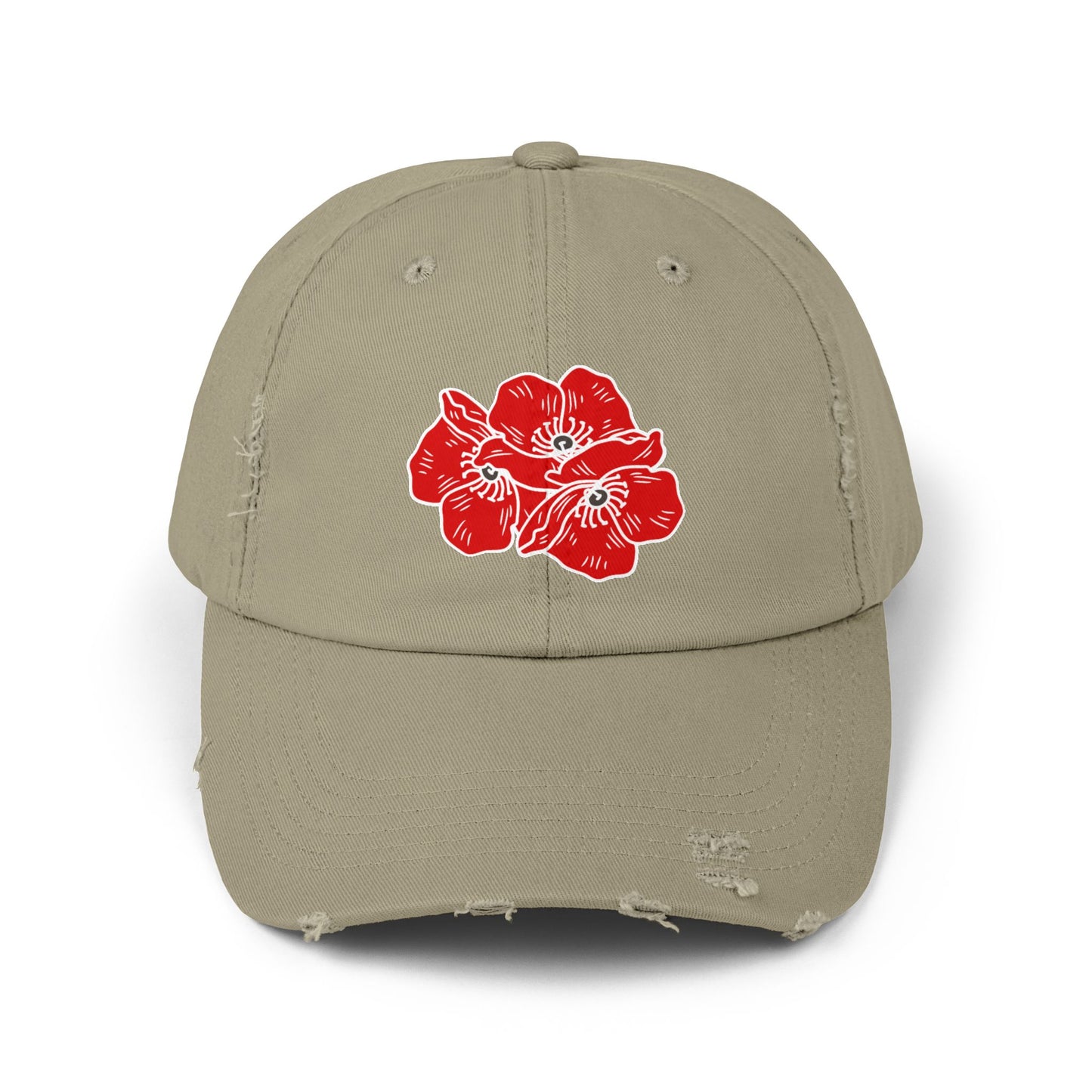 Poppies Unisex Distressed Cap