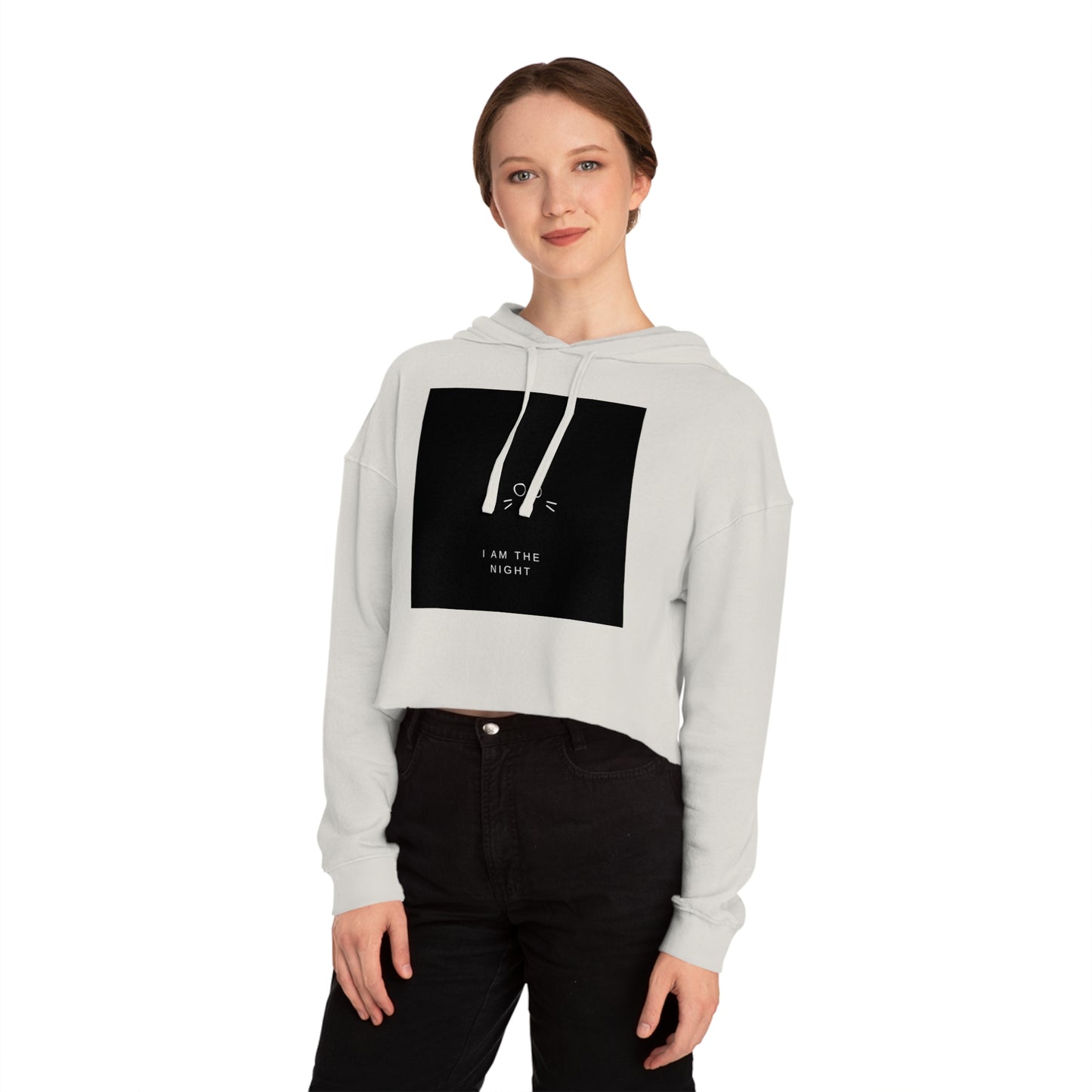 Black Cat Crop Hoodie