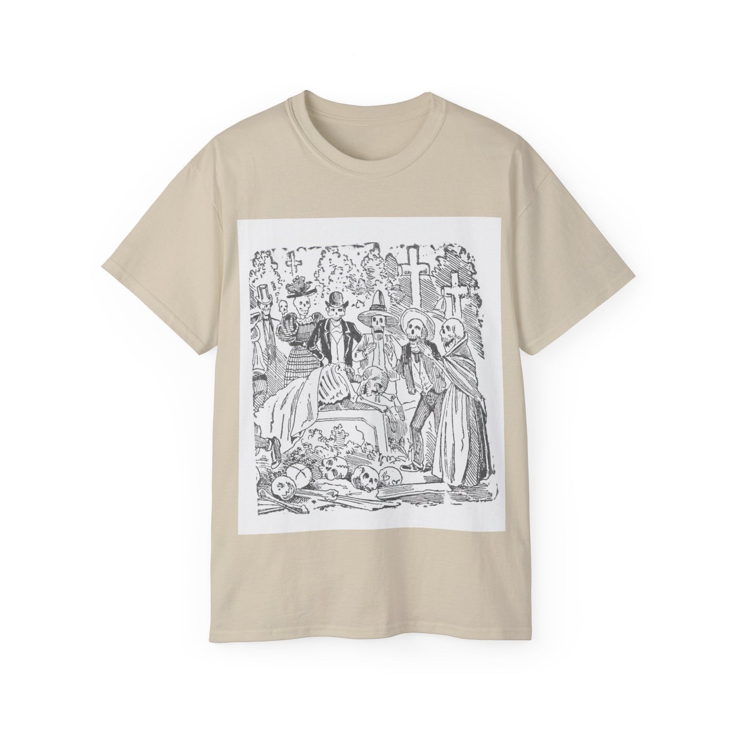 José Guadalupe Posada A Skeleton with a Sheet Crying in a Cemetery 1880-1910 Unisex Ultra Cotton Tee