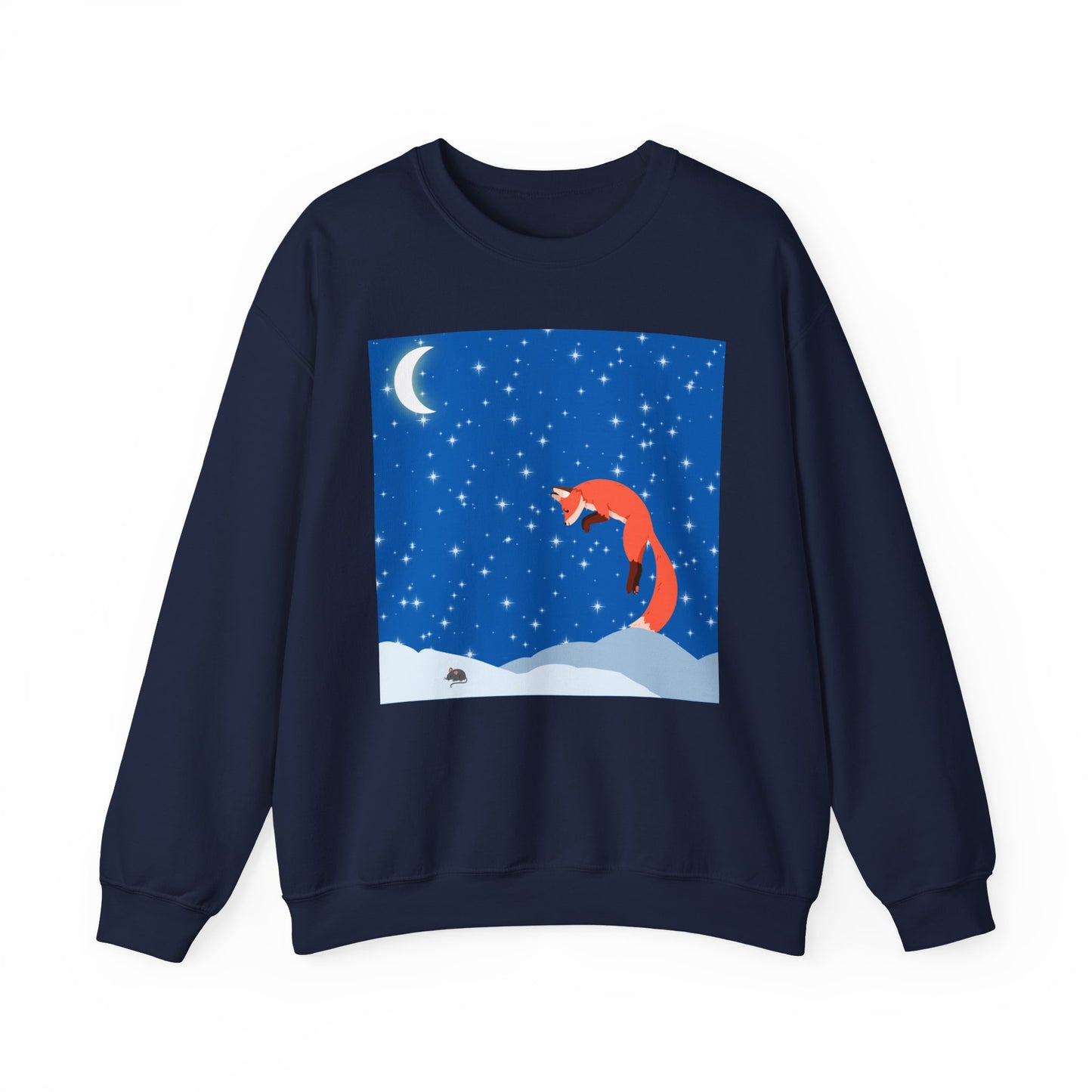 Sudadera unisex de mezcla pesada con cuello redondo Snow Jumping Fox