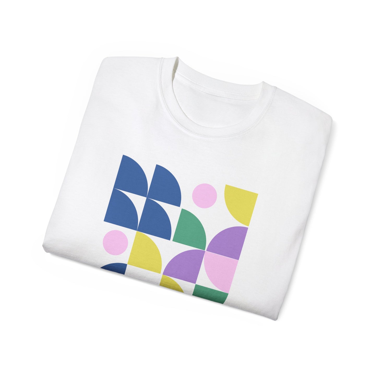 Camiseta de algodón ultra suave con ilustración de formas en colores pastel de la UE