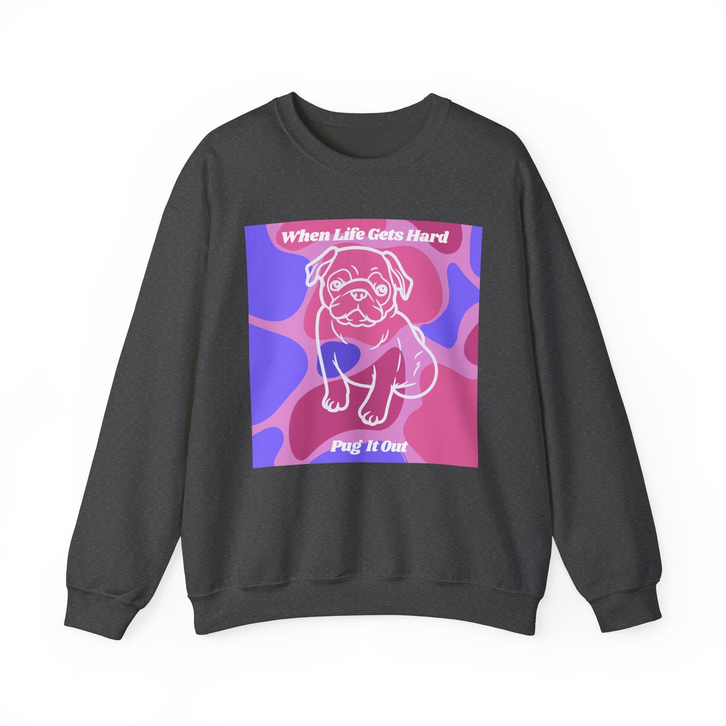 Sudadera unisex con cuello redondo y mezcla pesada de Pug encantadora 