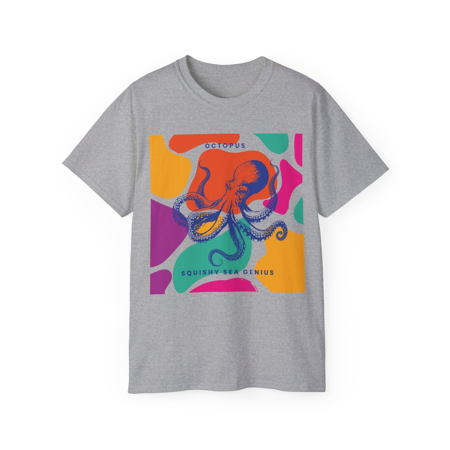 Camiseta unisex de algodón ultra suave con diseño de pulpo Squishy Sea Genius de la UE 