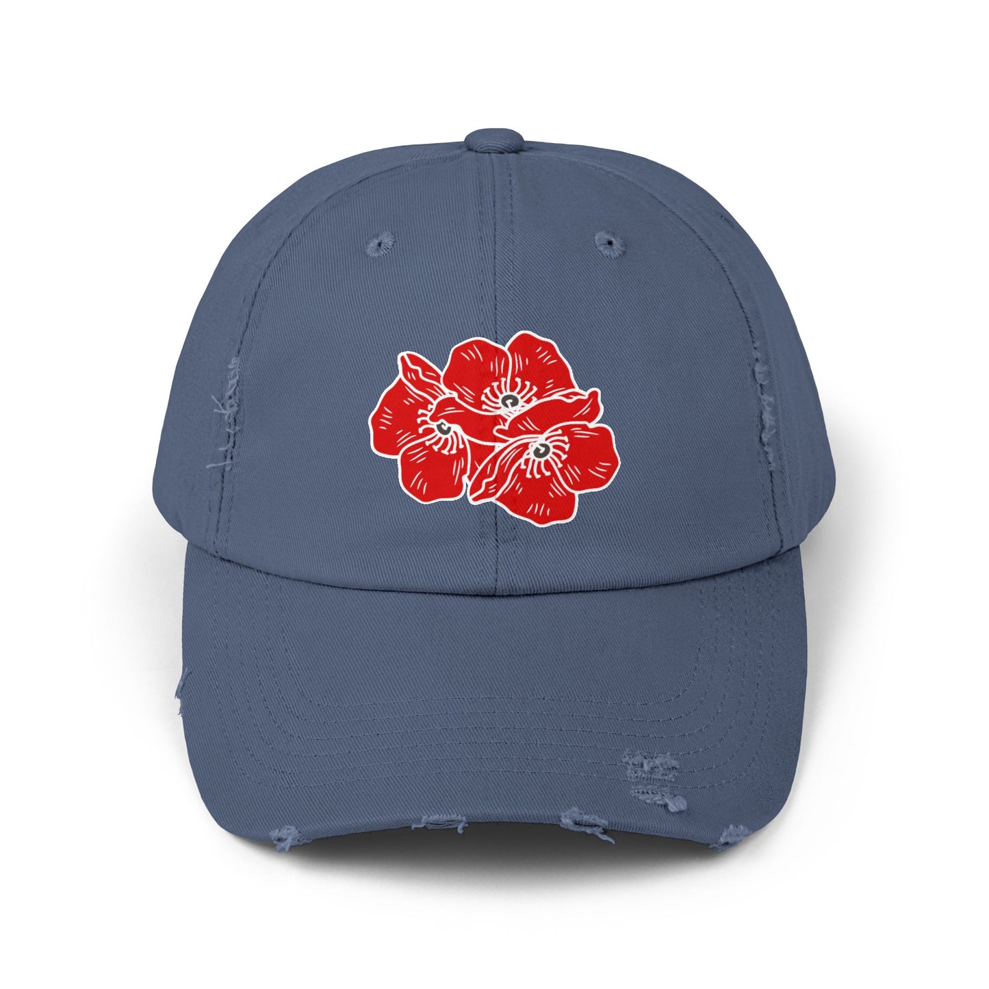 Poppies Unisex Distressed Cap