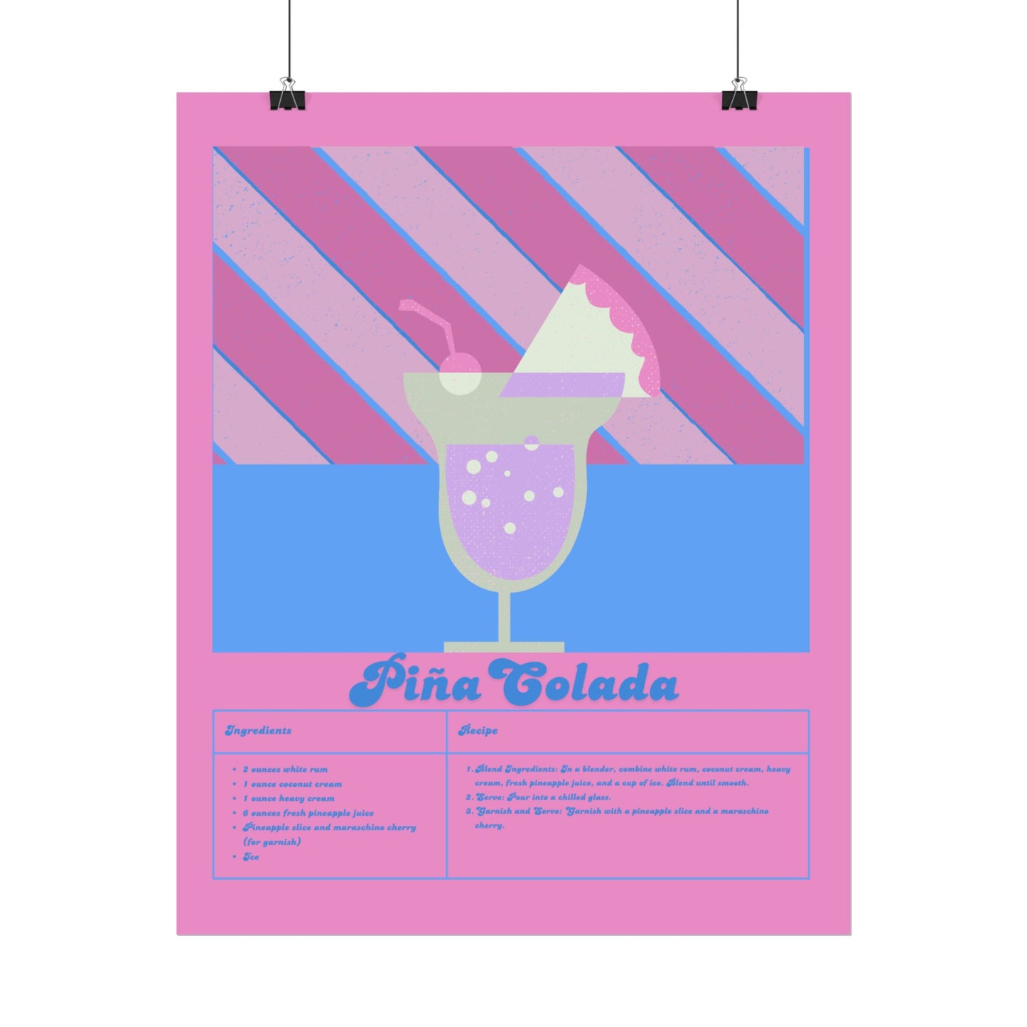 Pina Colada Illustration Vertical Poster SMALL EU