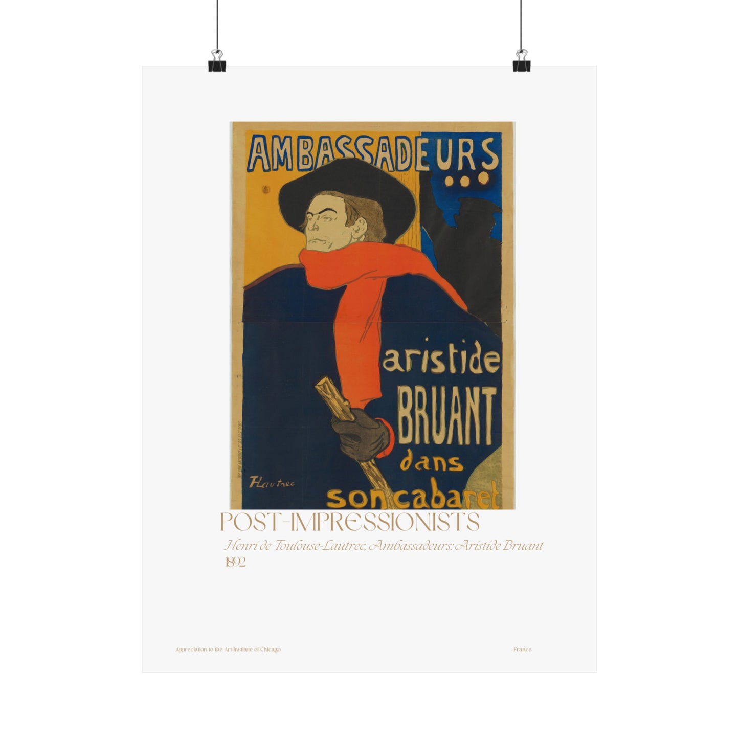 Henri de Toulouse-Lautrec, Ambassadeurs: Aristide Bruant 1892 Vertical Poster