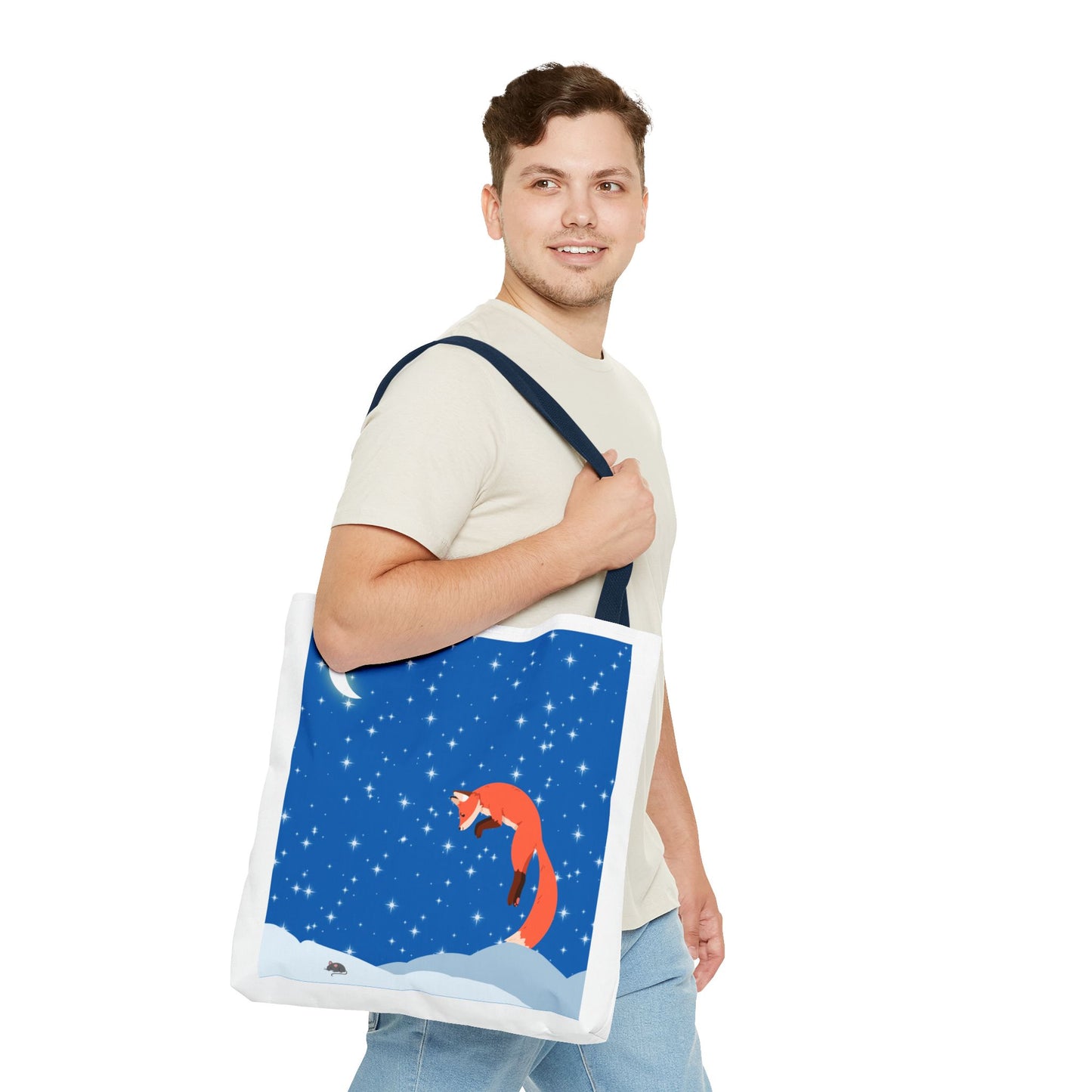 Snow Jumping Fox Tote Bag