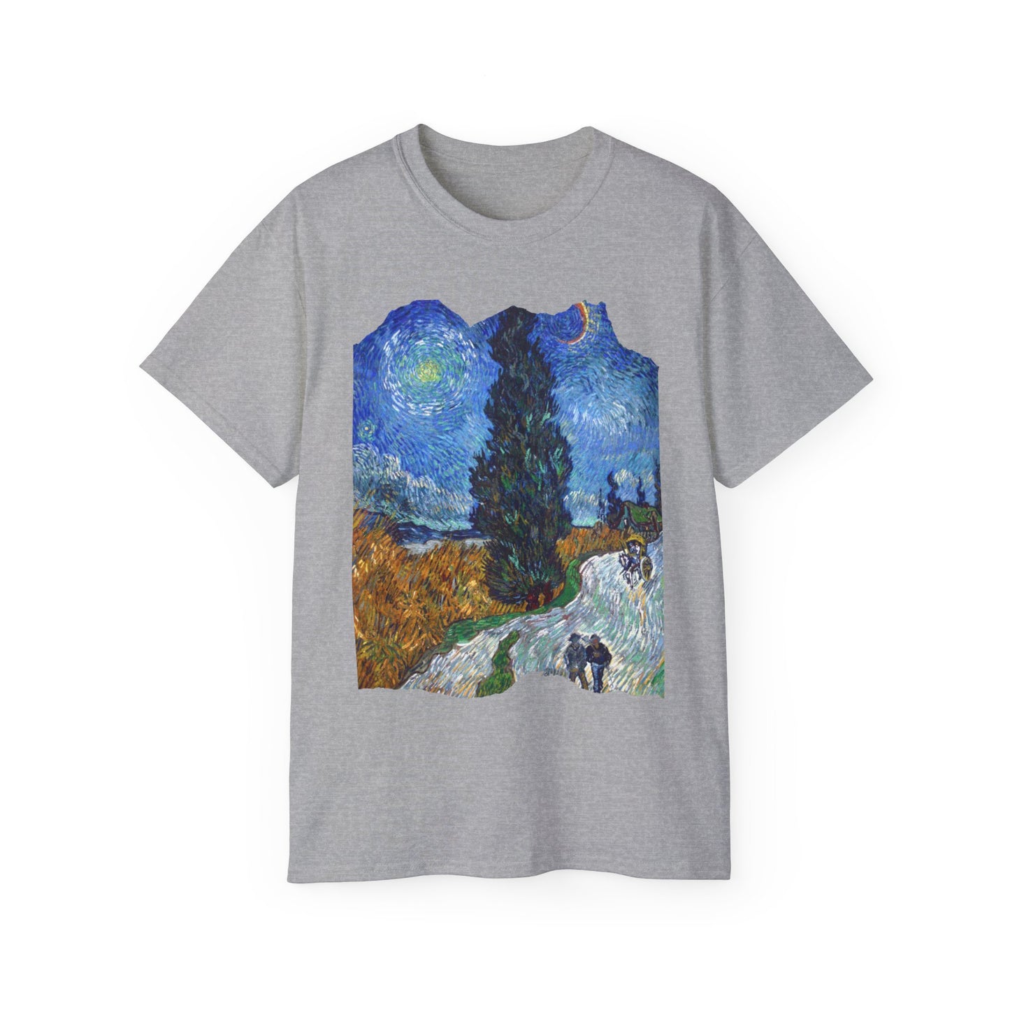 Camiseta de algodón ultradelgada de Vincent Van Gogh, Road with Cypresses and Star 1890 EU