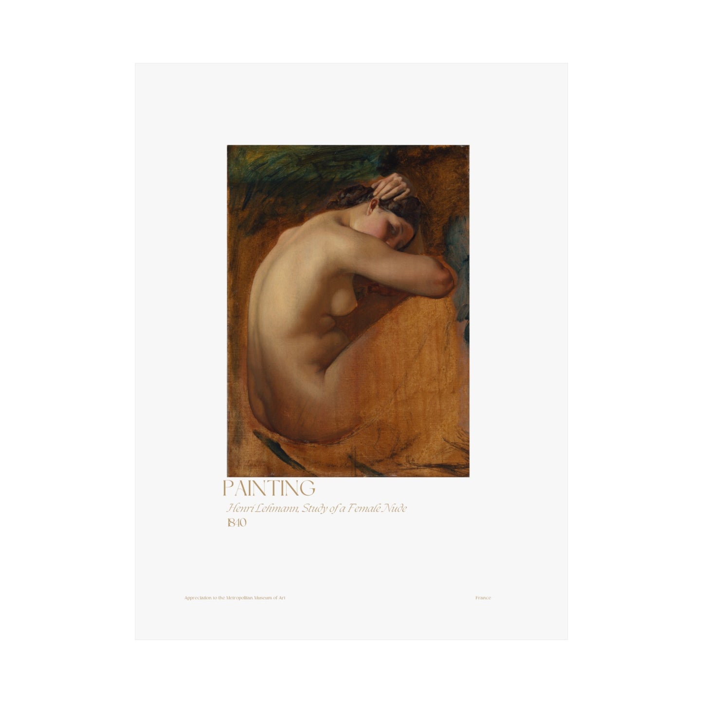 Henri Lehmann, Study of a Female Nude 1840 Vertical Posters